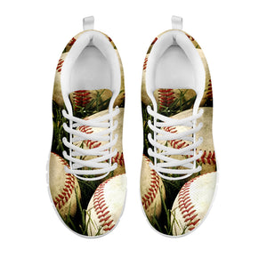 Baseballs On Field Print White Sneakers