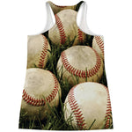 Baseballs On Field Print Women's Racerback Tank Top