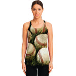 Baseballs On Field Print Women's Racerback Tank Top