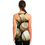 Baseballs On Field Print Women's Racerback Tank Top