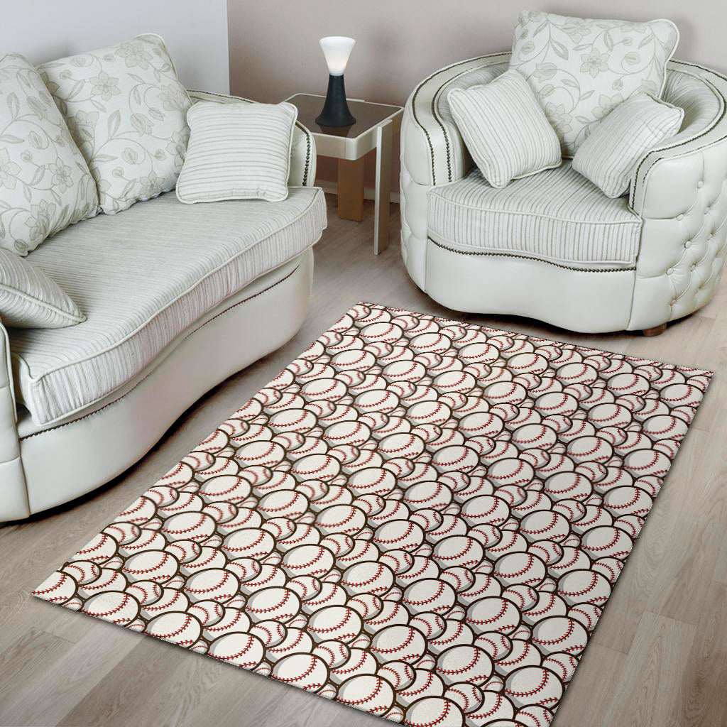 Baseballs Pattern Print Area Rug