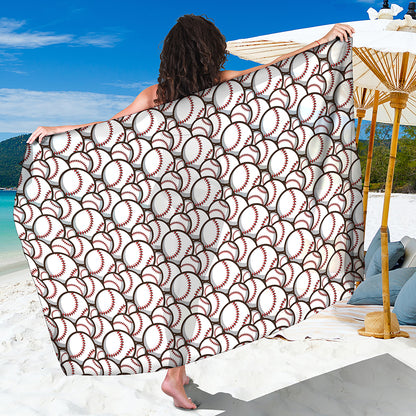 Baseballs Pattern Print Beach Sarong Wrap