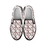 Baseballs Pattern Print Black Slip On Shoes