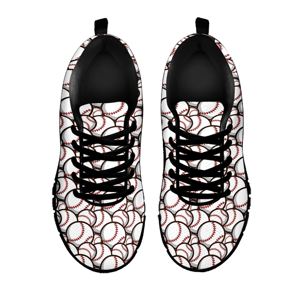 Baseballs Pattern Print Black Sneakers