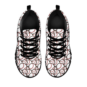 Baseballs Pattern Print Black Sneakers