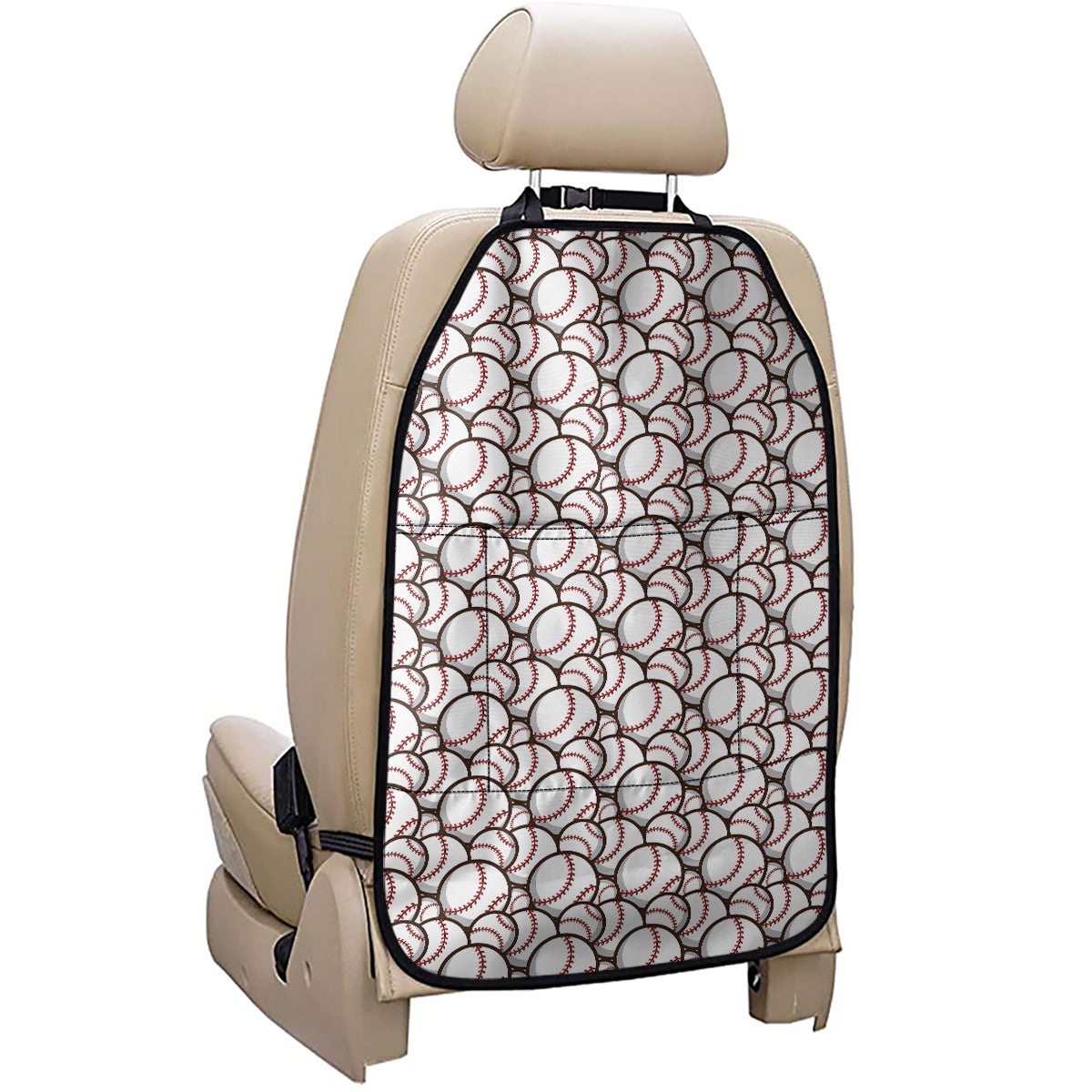 Baseballs Pattern Print Car Seat Organizers