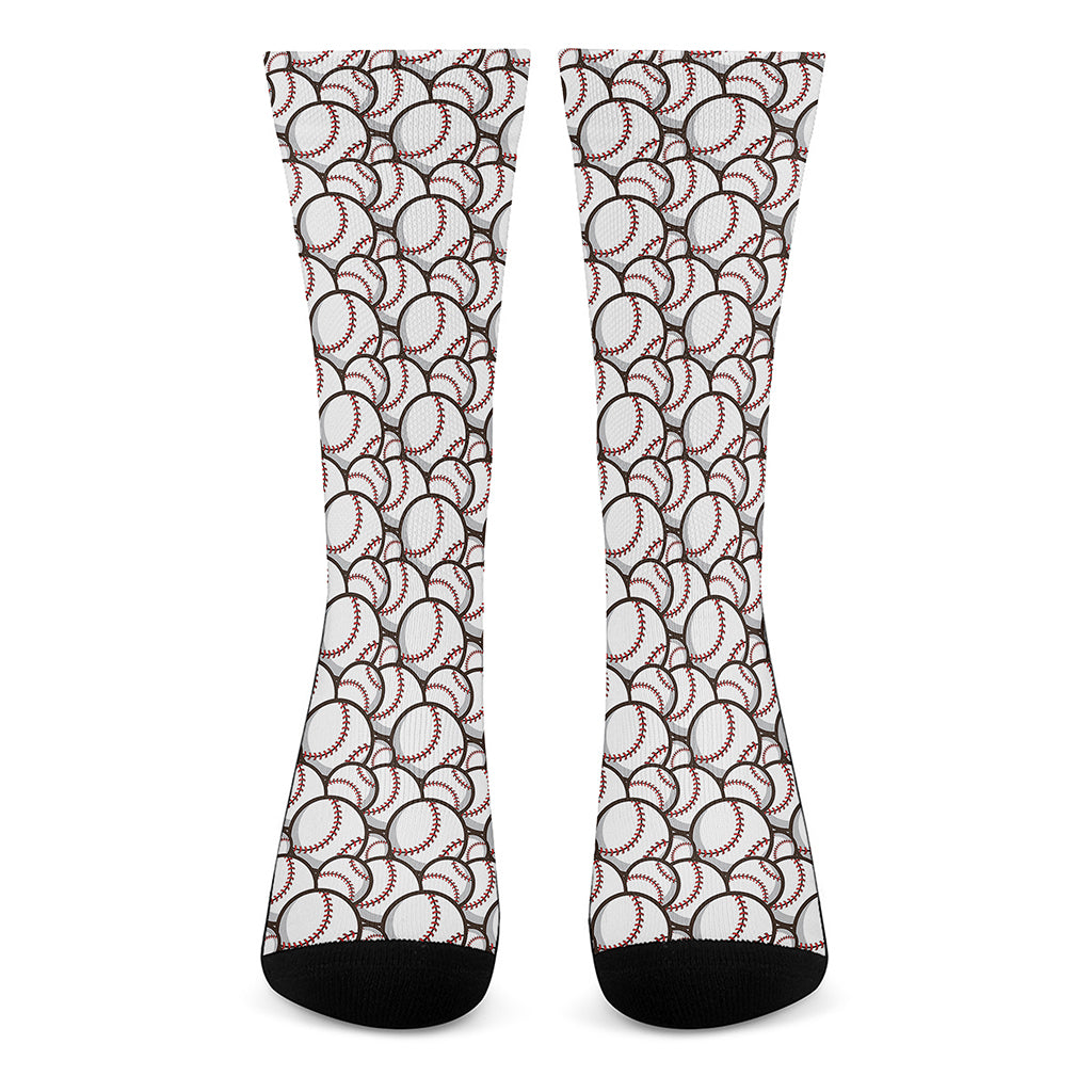 Baseballs Pattern Print Crew Socks