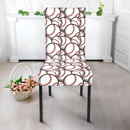 Baseballs Pattern Print Dining Chair Slipcover