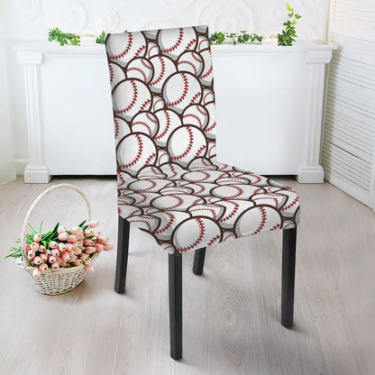 Baseballs Pattern Print Dining Chair Slipcover