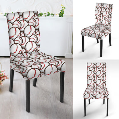 Baseballs Pattern Print Dining Chair Slipcover