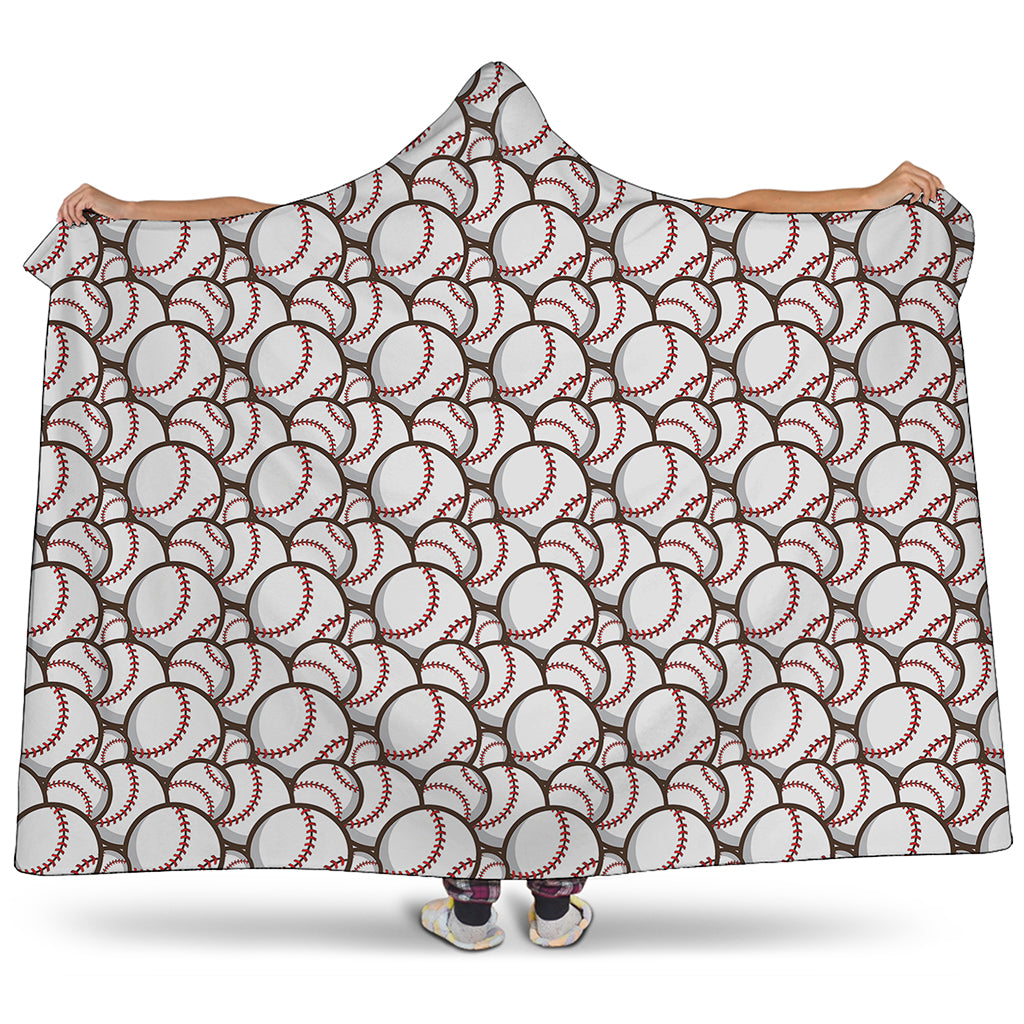 Baseballs Pattern Print Hooded Blanket