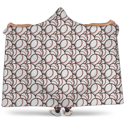 Baseballs Pattern Print Hooded Blanket