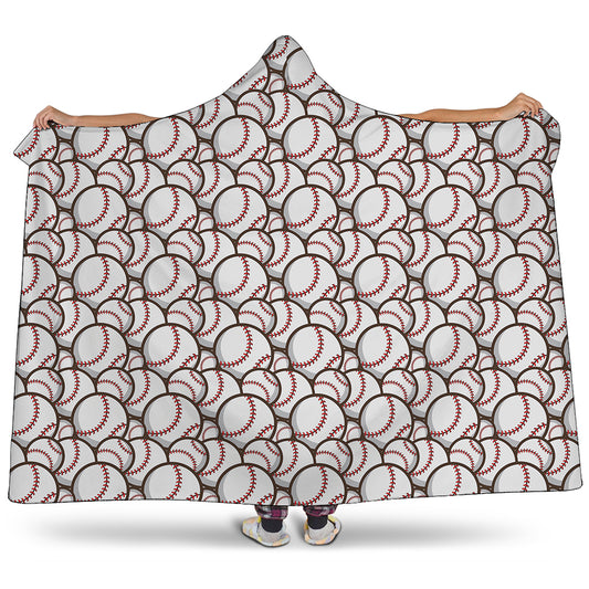 Baseballs Pattern Print Hooded Blanket