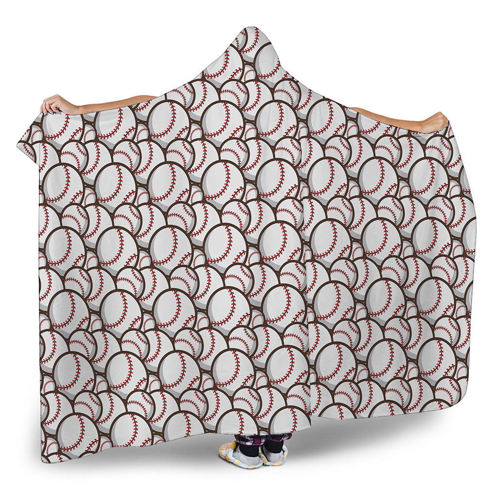 Baseballs Pattern Print Hooded Blanket
