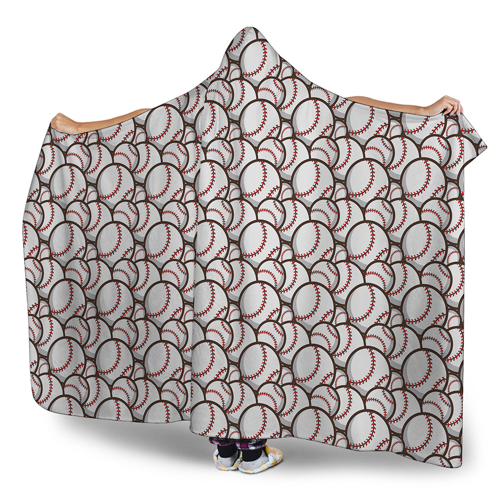 Baseballs Pattern Print Hooded Blanket