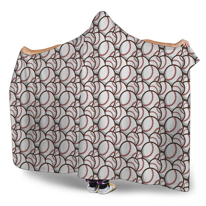Baseballs Pattern Print Hooded Blanket