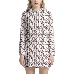 Baseballs Pattern Print Hoodie Dress