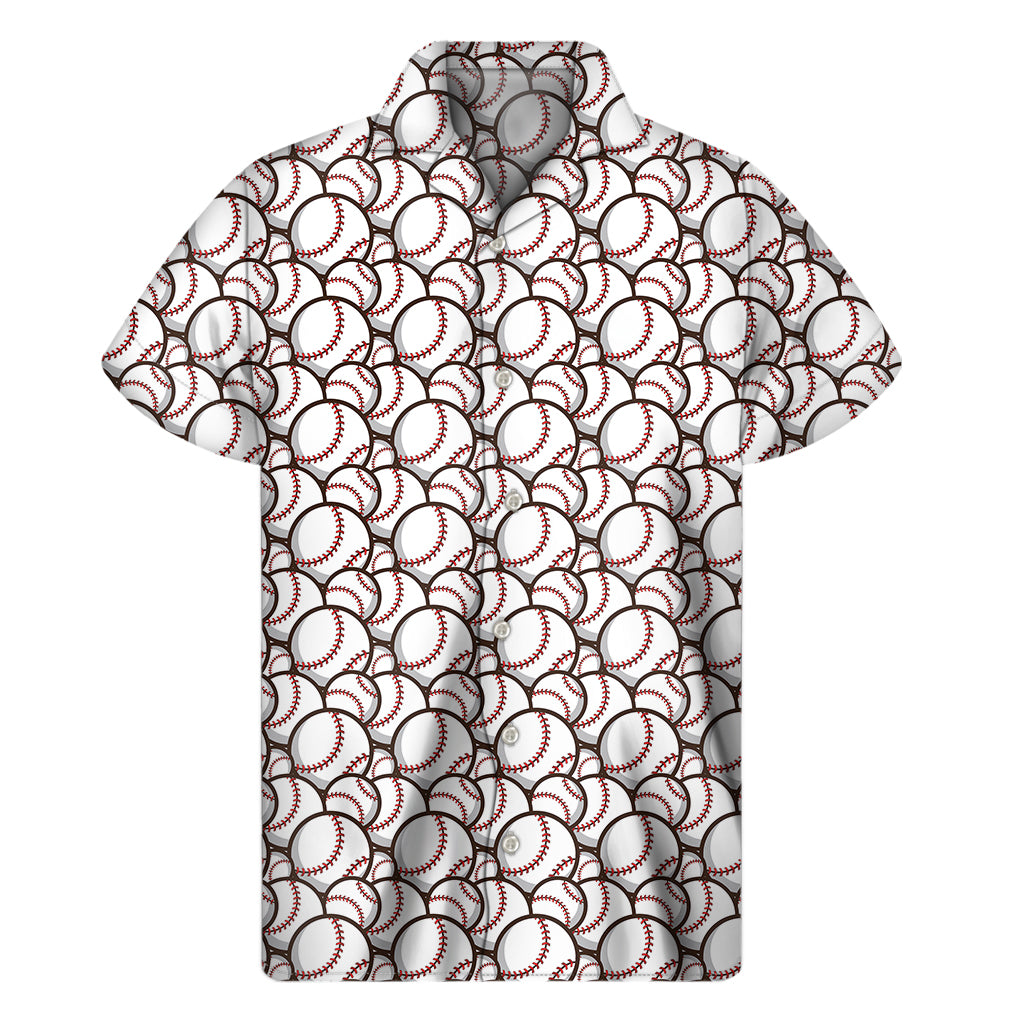 Baseballs Pattern Print Men's Short Sleeve Shirt