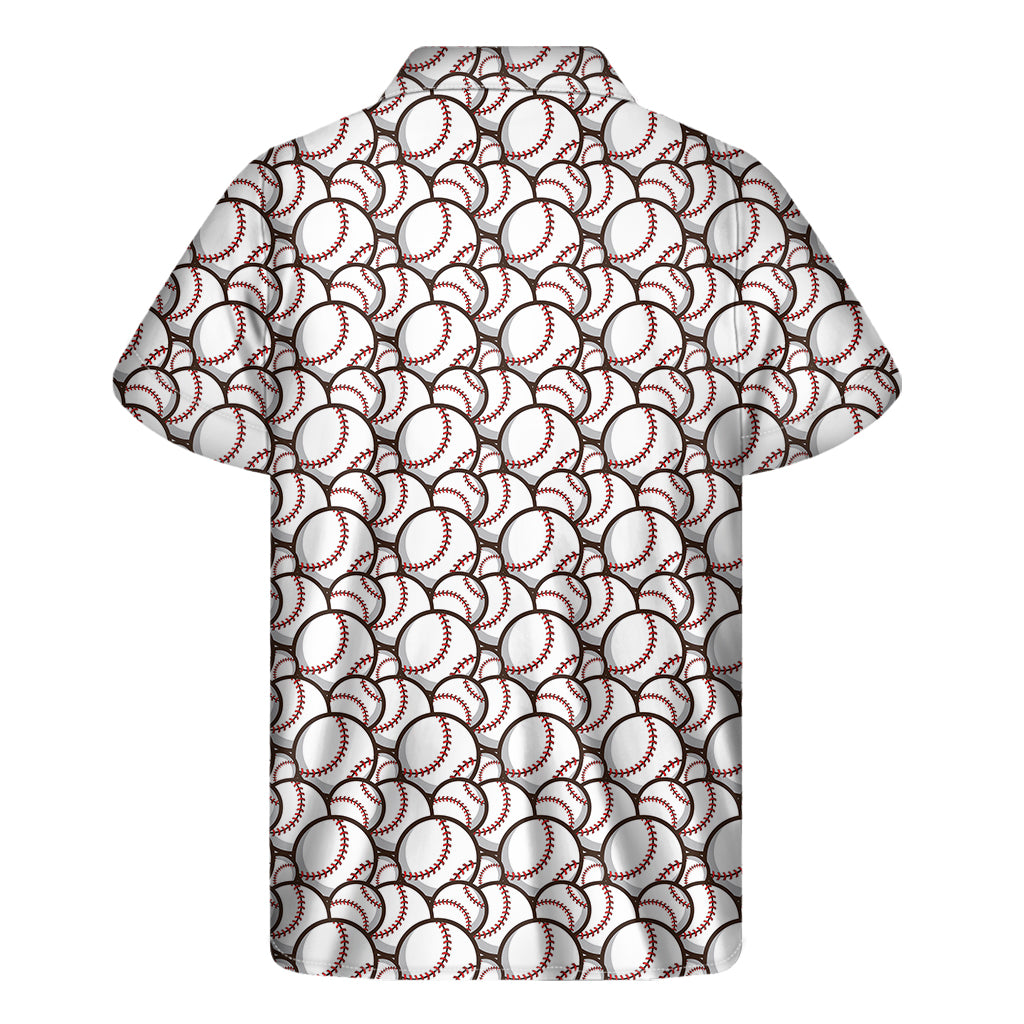 Baseballs Pattern Print Men's Short Sleeve Shirt