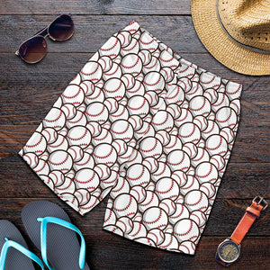 Baseballs Pattern Print Men's Shorts