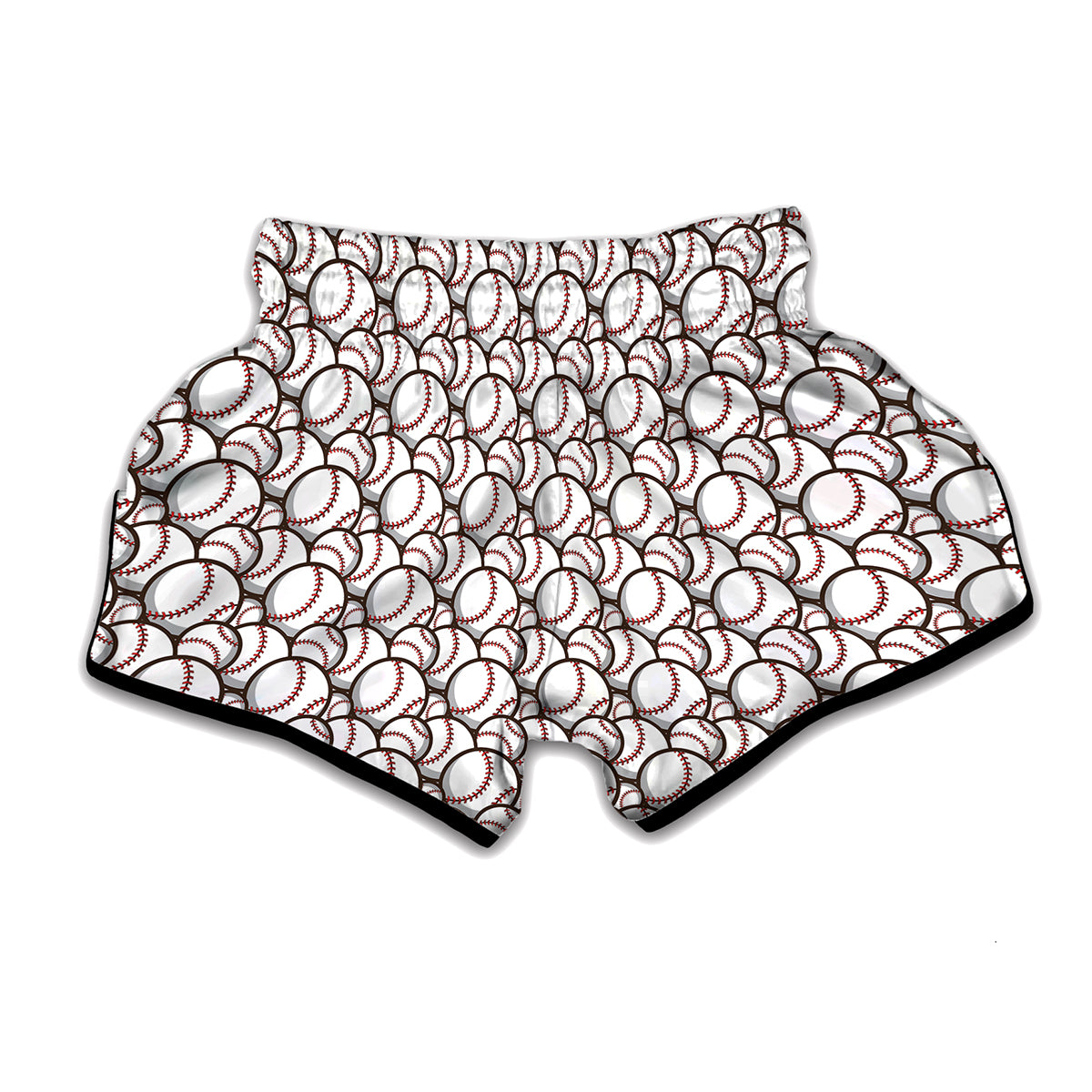 Baseballs Pattern Print Muay Thai Boxing Shorts