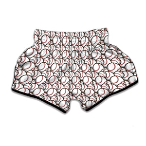 Baseballs Pattern Print Muay Thai Boxing Shorts