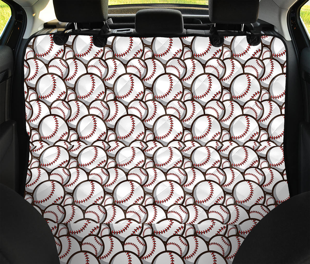 Baseballs Pattern Print Pet Car Back Seat Cover