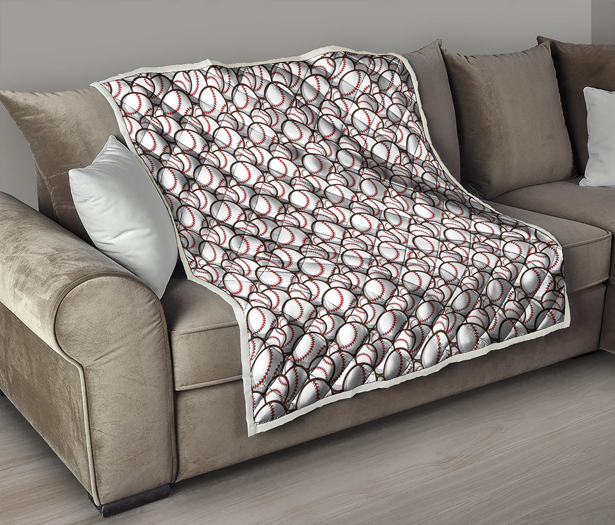 Baseballs Pattern Print Quilt