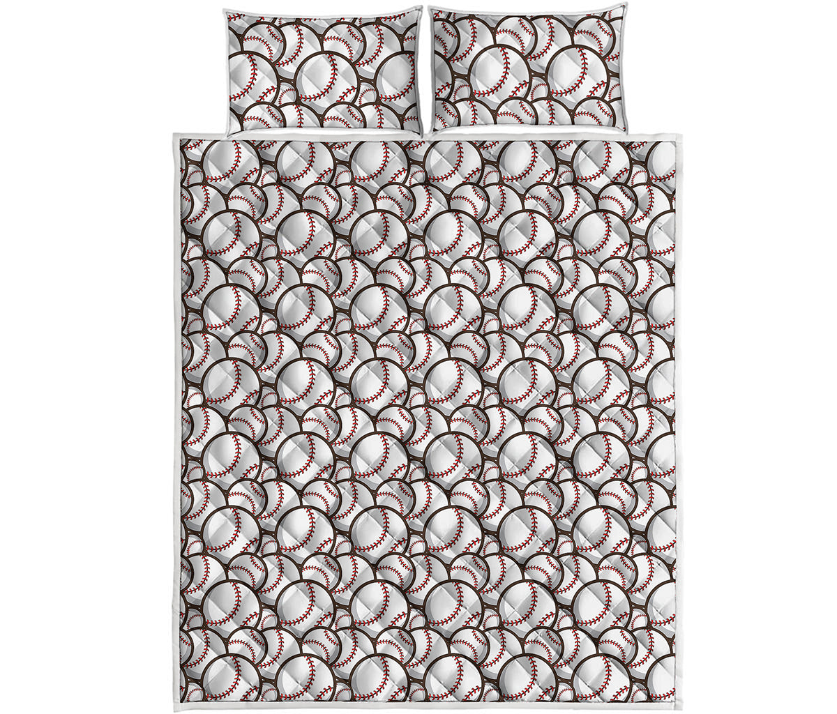Baseballs Pattern Print Quilt Bed Set