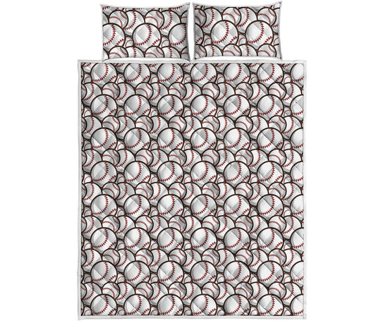 Baseballs Pattern Print Quilt Bed Set