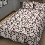 Baseballs Pattern Print Quilt Bed Set