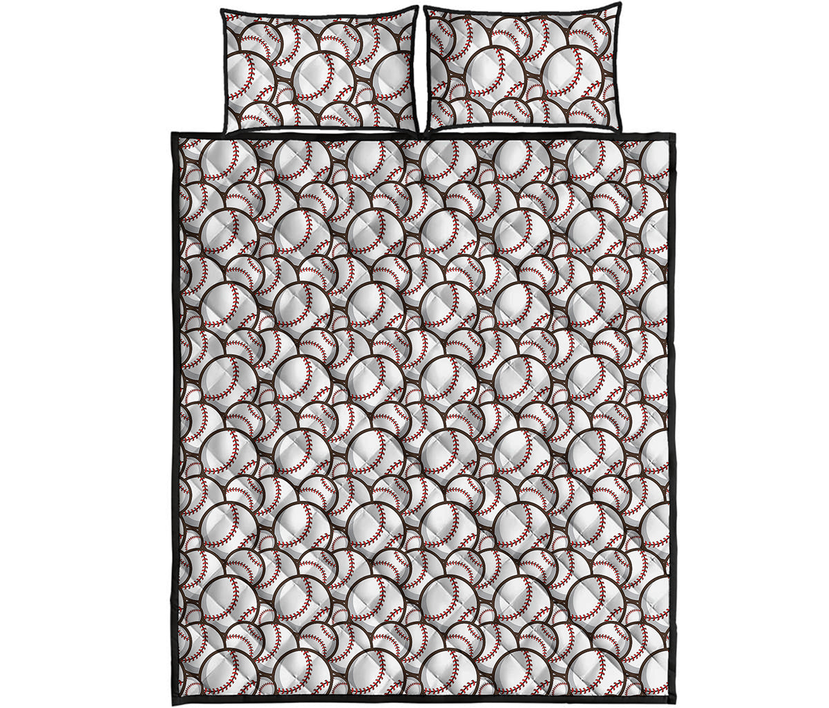 Baseballs Pattern Print Quilt Bed Set