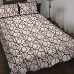 Baseballs Pattern Print Quilt Bed Set