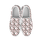 Baseballs Pattern Print White Slip On Shoes