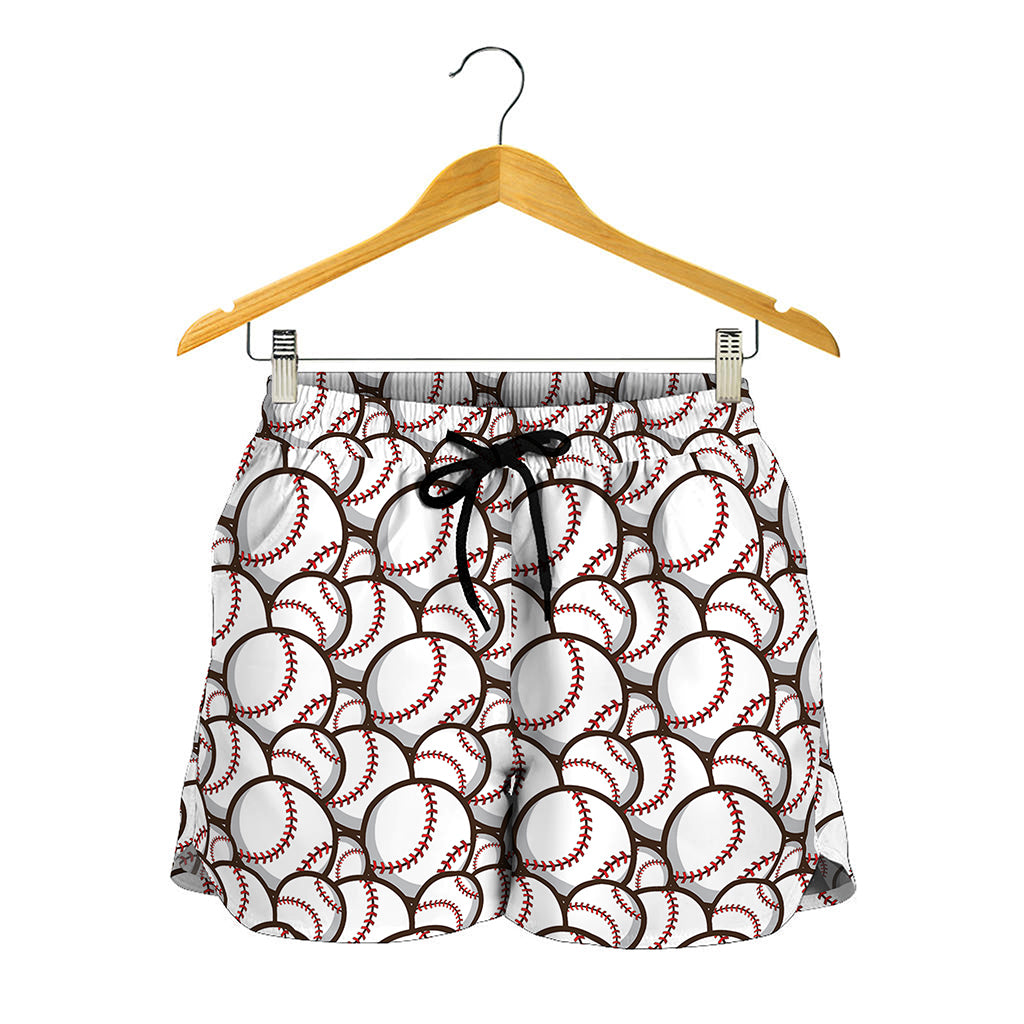 Baseballs Pattern Print Women's Shorts