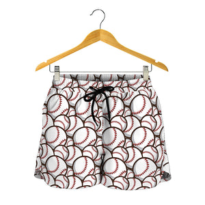 Baseballs Pattern Print Women's Shorts