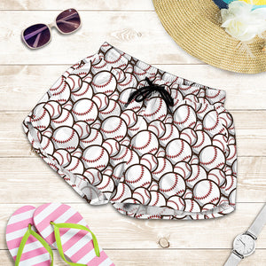 Baseballs Pattern Print Women's Shorts