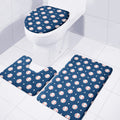 Baseballs Star Pattern Print 3 Piece Bath Mat Set