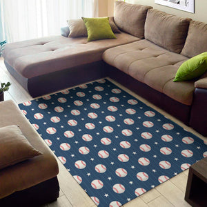 Baseballs Star Pattern Print Area Rug