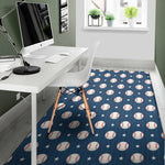 Baseballs Star Pattern Print Area Rug