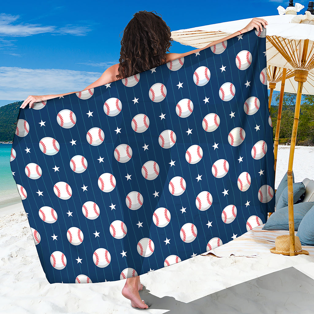 Baseballs Star Pattern Print Beach Sarong Wrap
