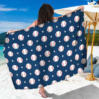 Baseballs Star Pattern Print Beach Sarong Wrap