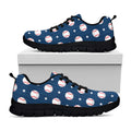 Baseballs Star Pattern Print Black Running Shoes