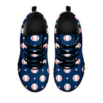 Baseballs Star Pattern Print Black Sneakers