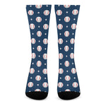 Baseballs Star Pattern Print Crew Socks