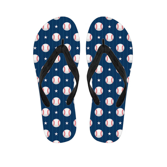 Baseballs Star Pattern Print Flip Flops