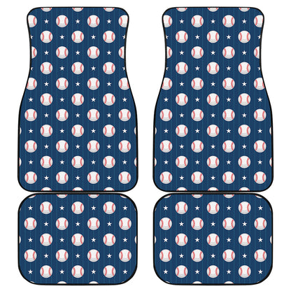 Baseballs Star Pattern Print Front and Back Car Floor Mats