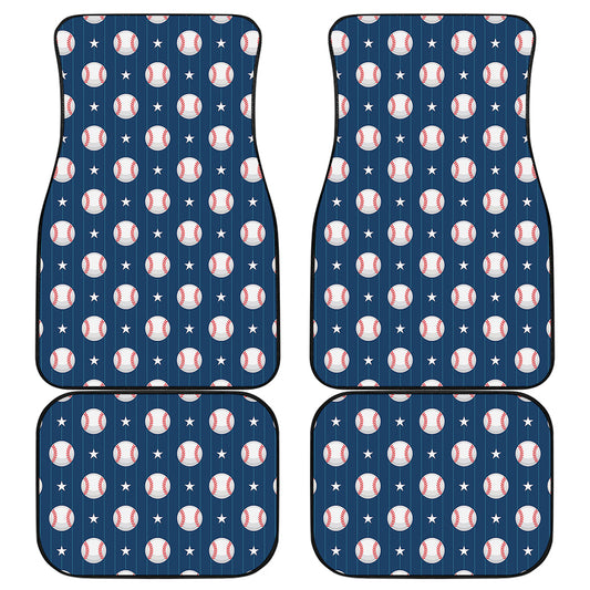 Baseballs Star Pattern Print Front and Back Car Floor Mats