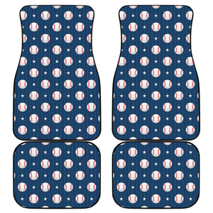 Baseballs Star Pattern Print Front and Back Car Floor Mats