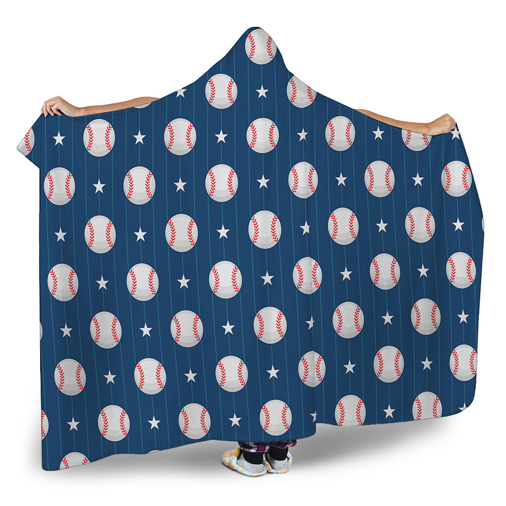 Baseballs Star Pattern Print Hooded Blanket